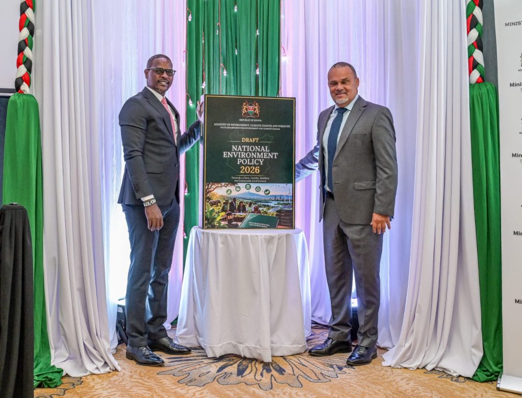 Principal Secretary for Environment and Climate Change Dr Festus Ng’eno unveils Kenya’s Draft National Environment Policy 2026 during a stakeholder meeting in Nairobi.