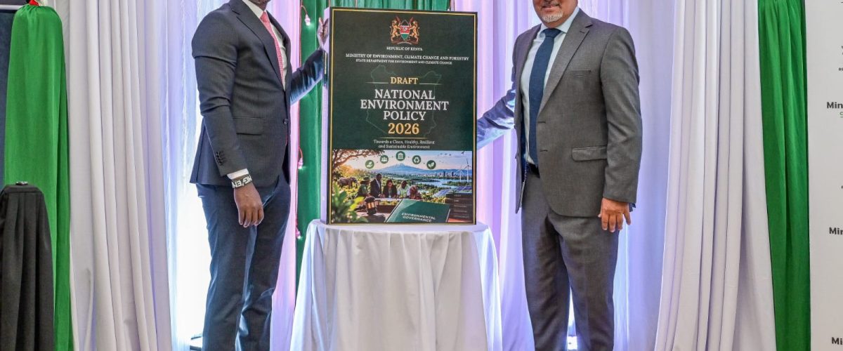 Principal Secretary for Environment and Climate Change Dr Festus Ng’eno unveils Kenya’s Draft National Environment Policy 2026 during a stakeholder meeting in Nairobi.